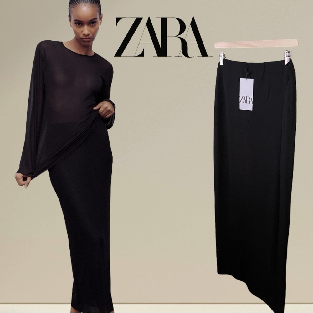 Zara Black Midi Skirt nwt